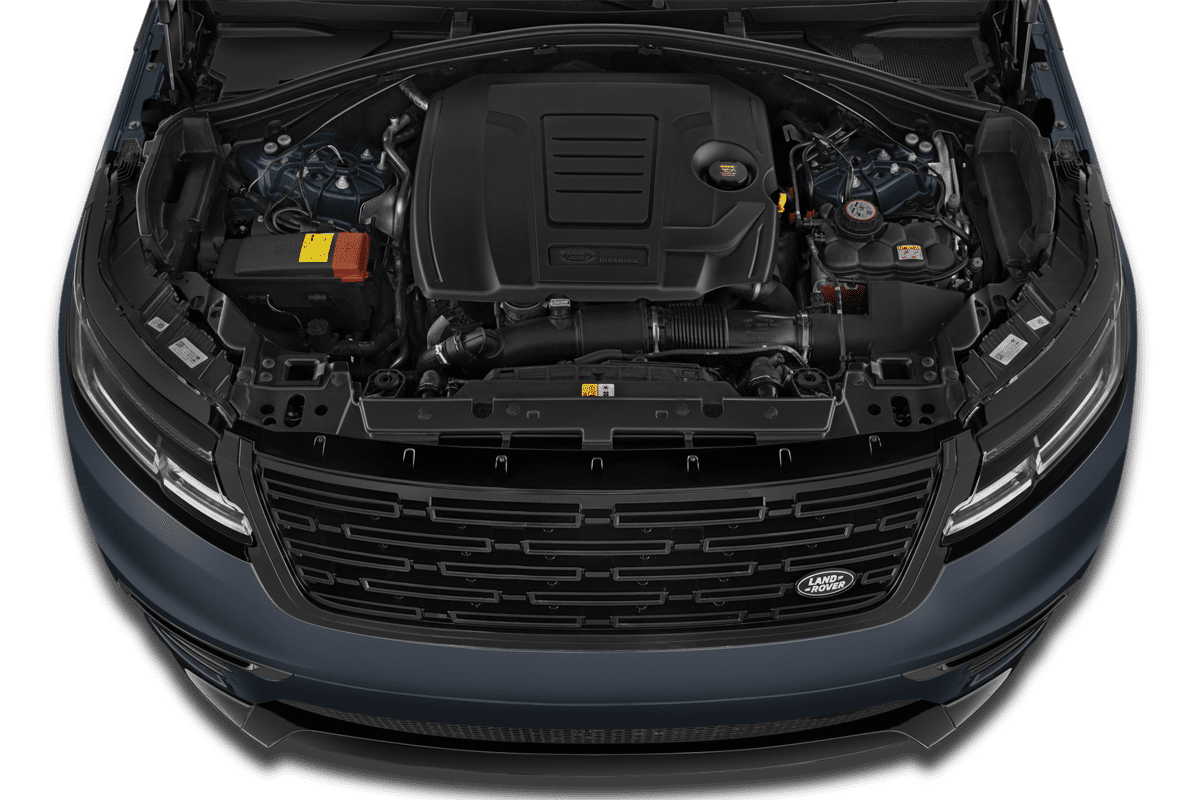 Motorraum eines Land Rover Range Rover Velar Plug-in-Hybrid (KI-generiert)