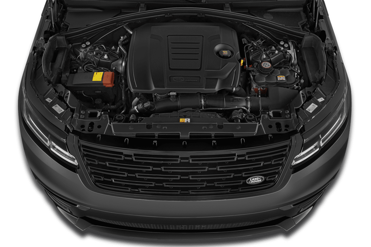 Motorraum eines Land Rover Range Rover Velar Plug-in-Hybrid