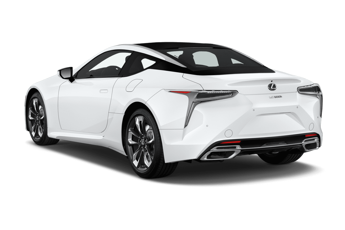 Schräge Heckansicht eines Lexus LC, freigestellt