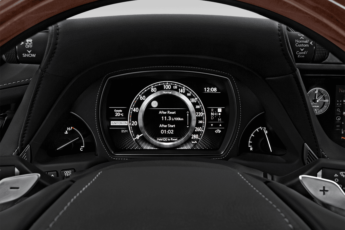 Kombiinstrument eines Lexus LS Hybrid