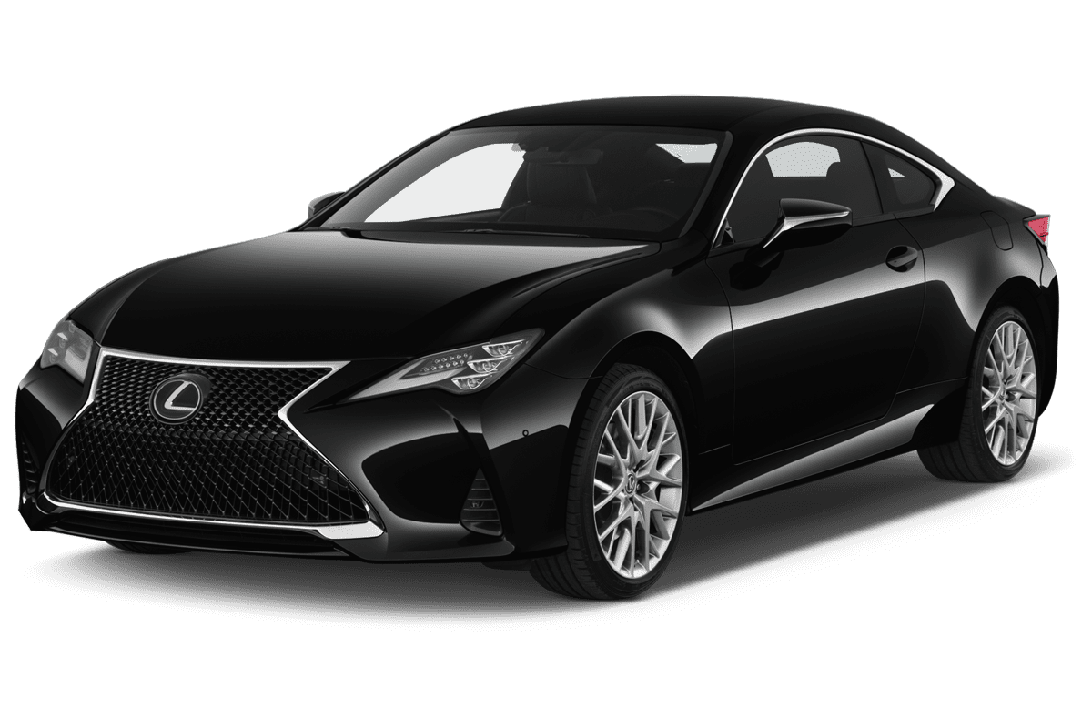 Schräge Frontansicht eines Lexus RC Hybrid, freigestellt
