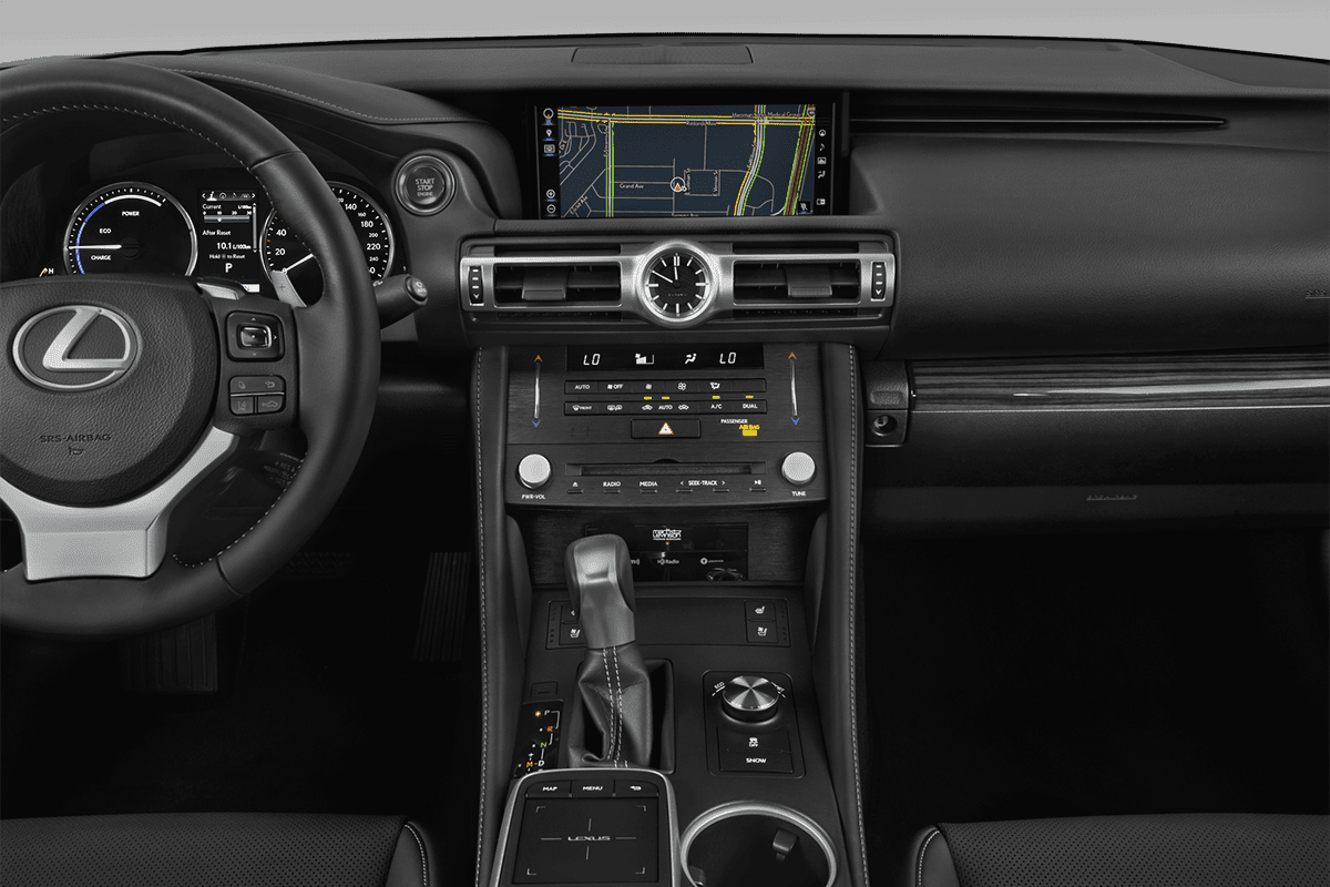 Mittelkonsole eines Lexus RC Hybrid