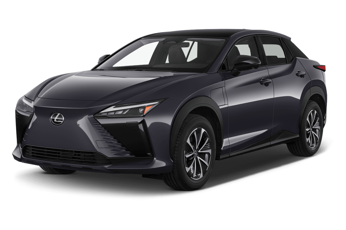 Schräge Frontansicht eines Lexus RZ, freigestellt