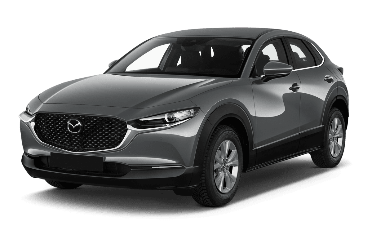 Schräge Frontansicht eines Mazda CX-30 (neues Modell), freigestellt