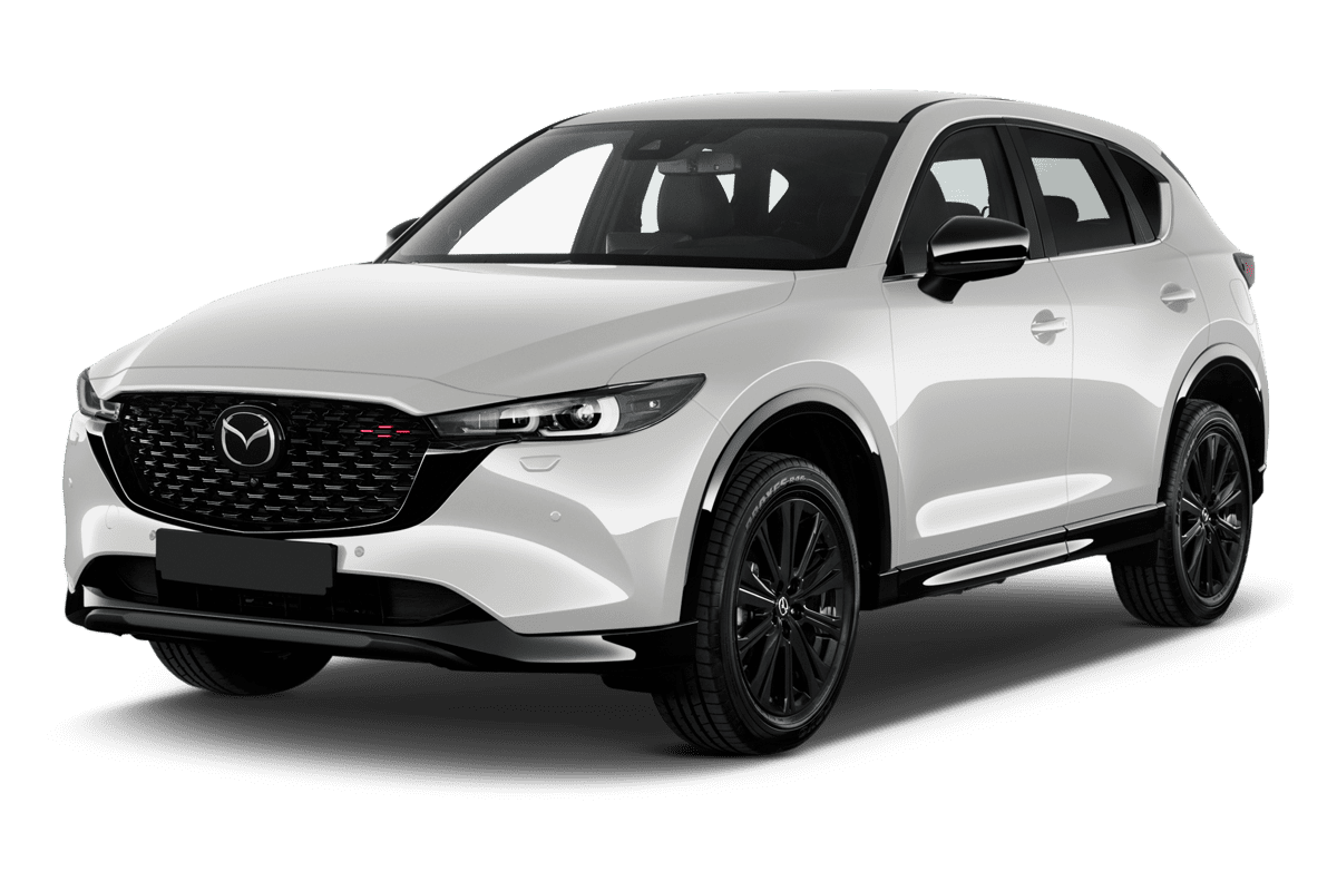Schräge Frontansicht eines Mazda CX-5 Homura (neues Modell), freigestellt