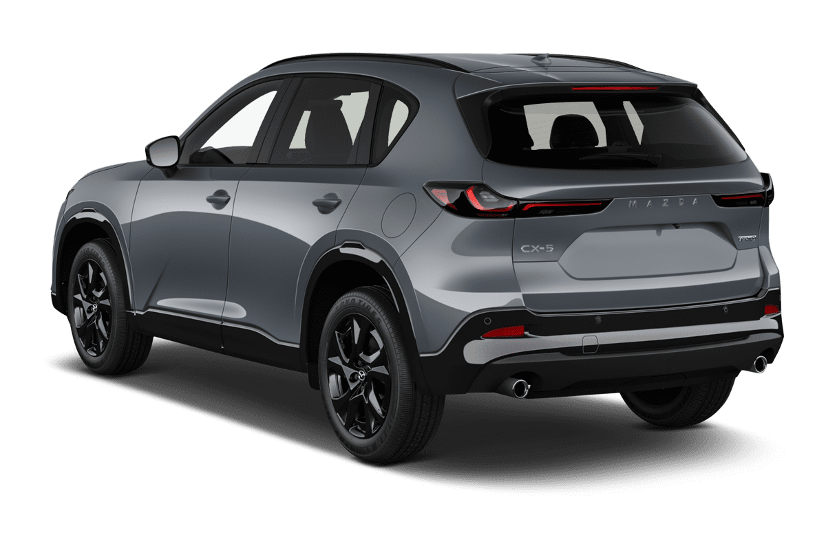 Schräge Heckansicht eines Mazda CX-5 (neues Modell), freigestellt
