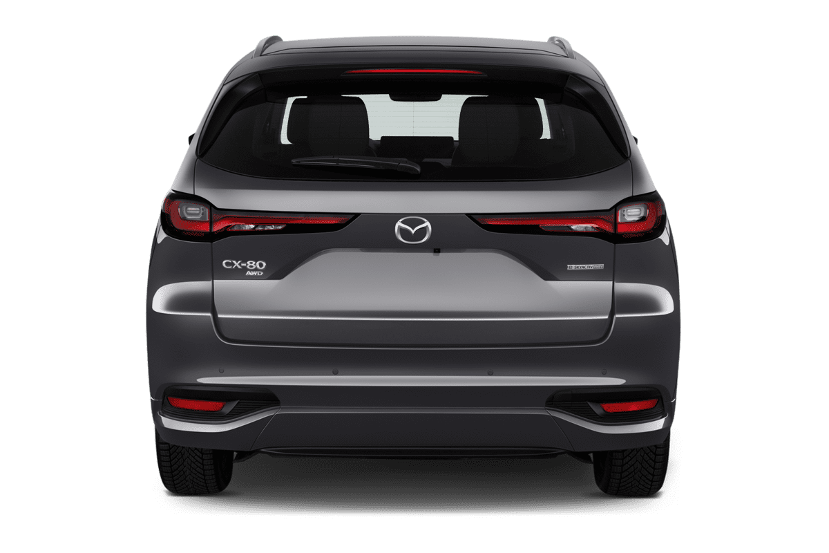 Heckansicht eines Mazda CX-80 Plug-in-Hybrid 