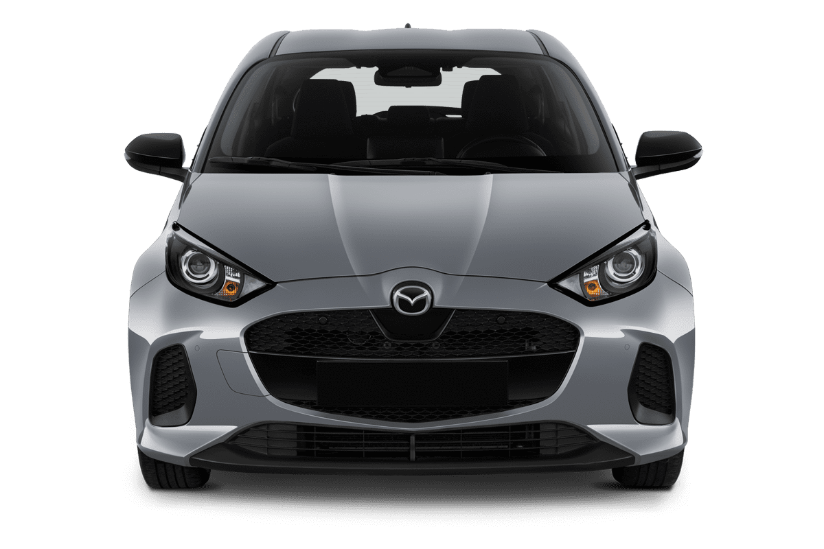 Frontansicht eines Mazda 2 Hybrid, freigestellt