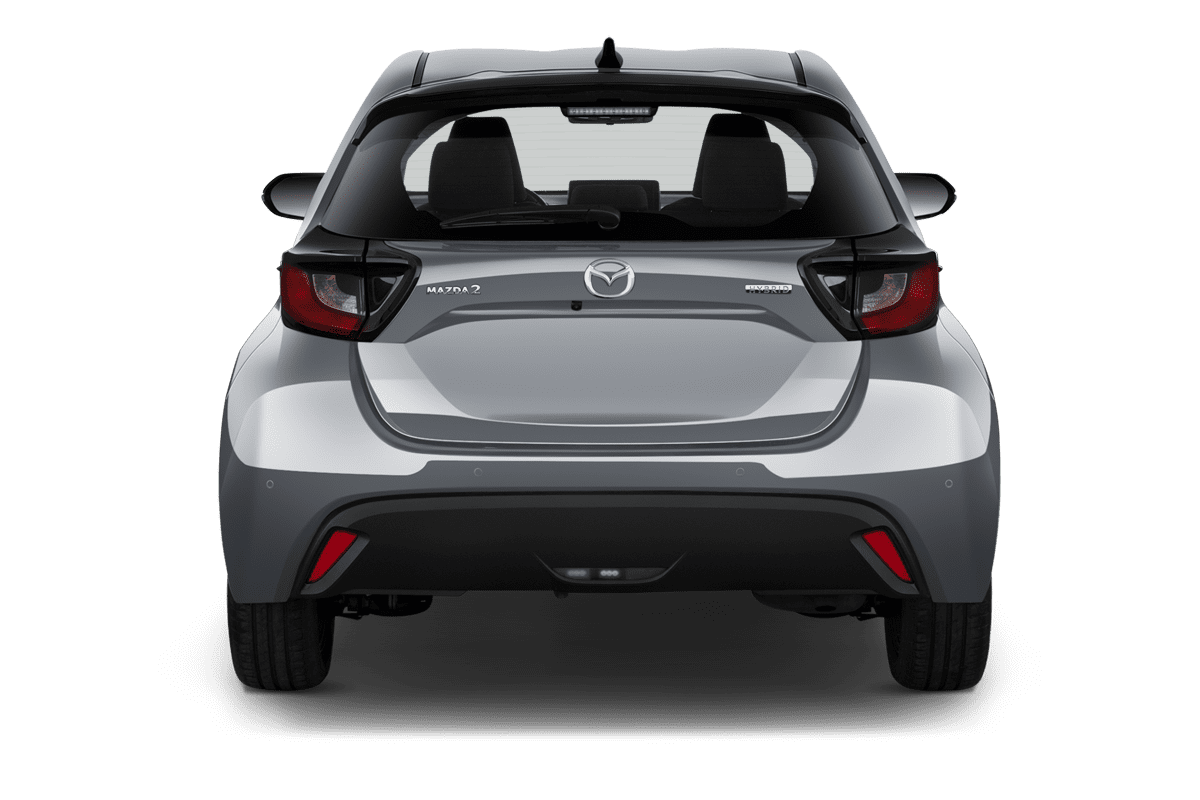 Heckansicht eines Mazda 2 Hybrid