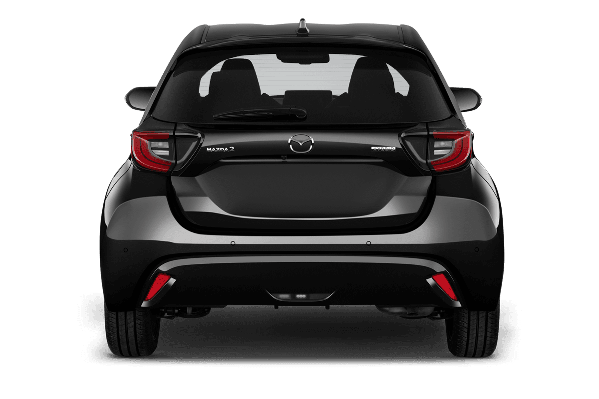 Heckansicht eines Mazda 2 Hybrid