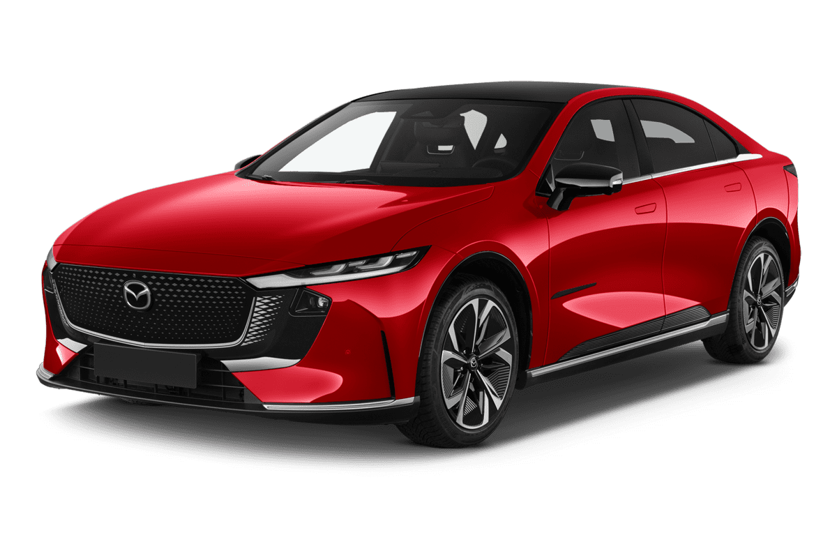 Schräge Frontansicht eines Mazda 6e, freigestellt