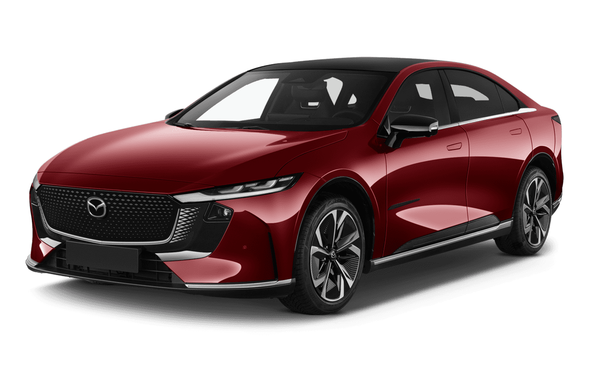 Schräge Frontansicht eines Mazda 6e, freigestellt