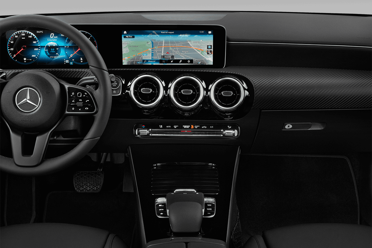 Mittelkonsole eines Mercedes A-Klasse Plug-in-Hybrid