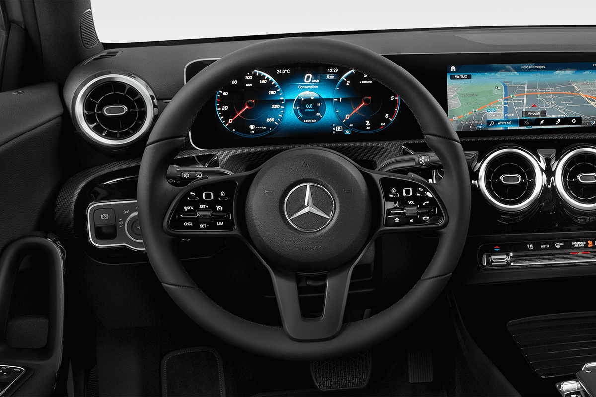 Lenkrad eines Mercedes A-Klasse Plug-in-Hybrid