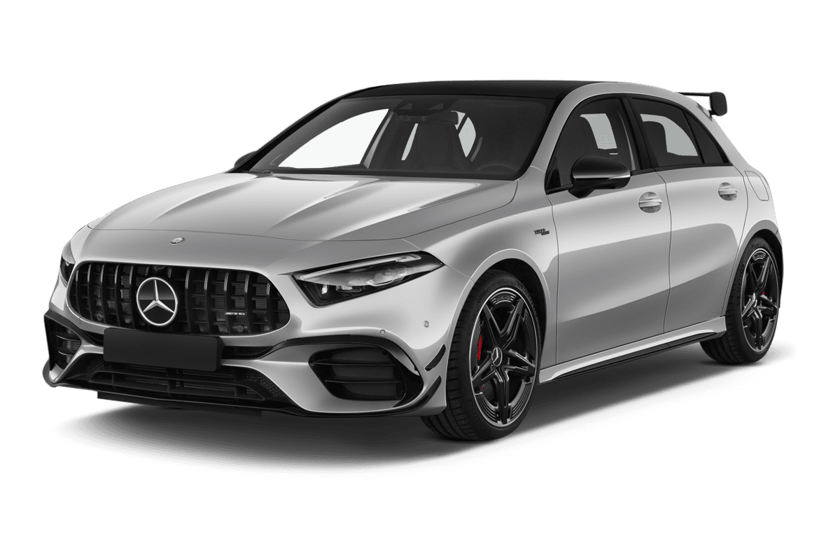 Schräge Frontansicht eines Mercedes A-Klasse, freigestellt