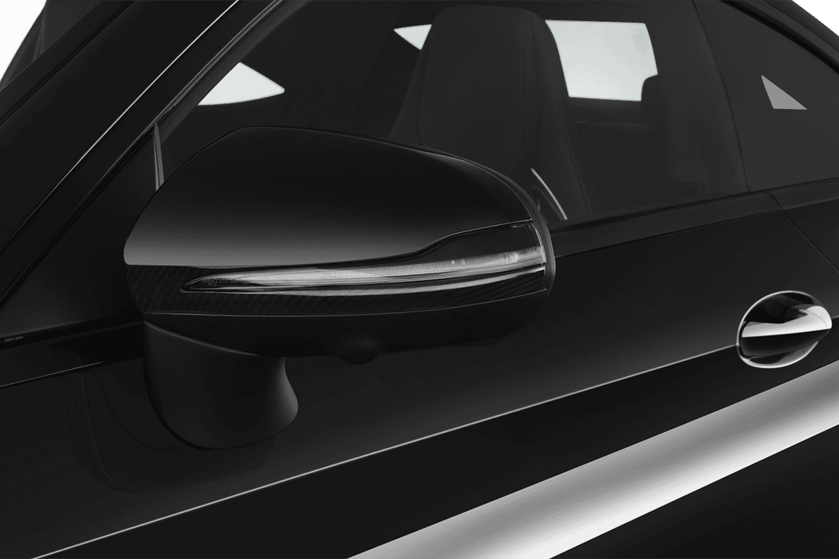Rückspiegel eines Mercedes C-Klasse Coupé