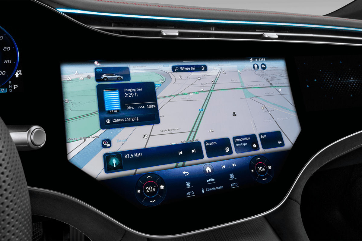 Mittelkonsole eines Mercedes EQS SUV