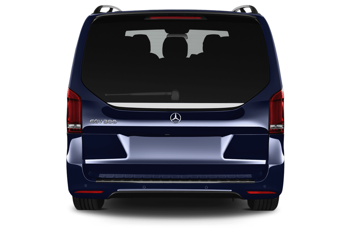 Heckansicht eines Mercedes EQV