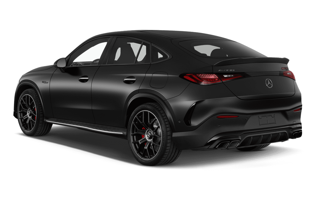 Schräge Heckansicht eines Mercedes GLC Coupé, freigestellt