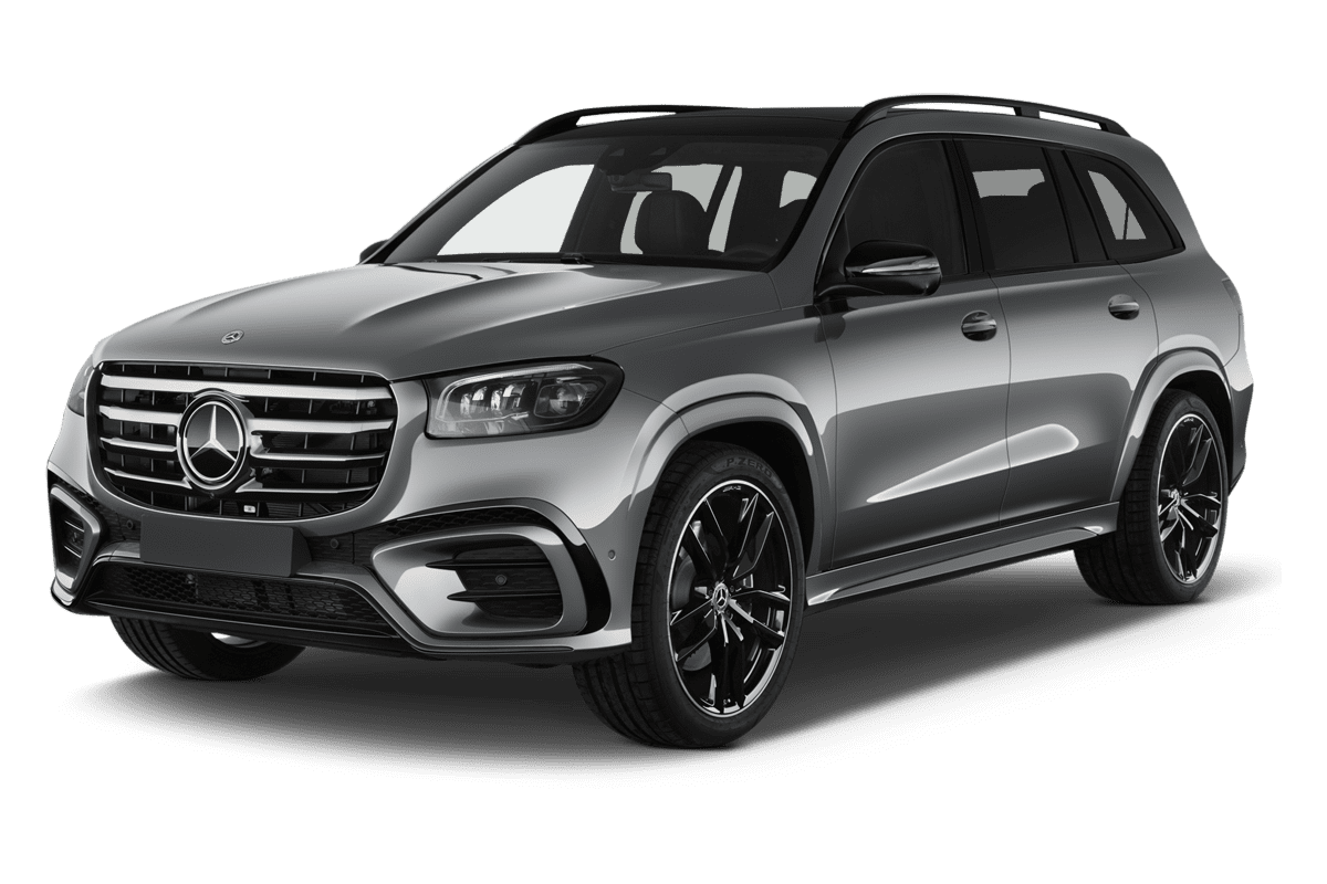 Schräge Frontansicht eines Mercedes GLS, freigestellt