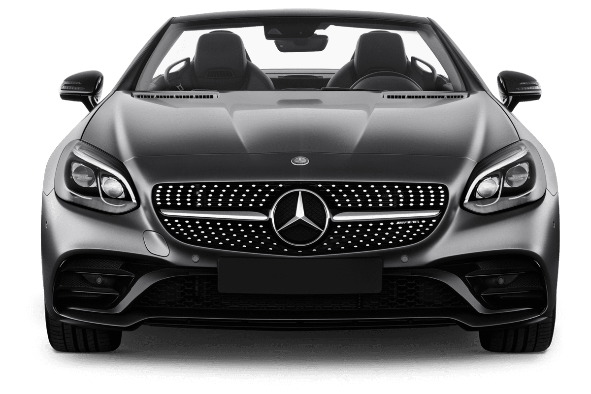 Frontansicht eines Mercedes SLC, freigestellt