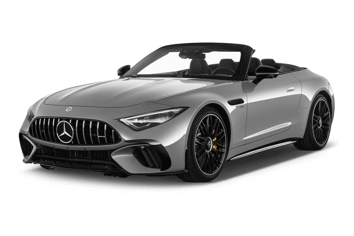Schräge Frontansicht eines Mercedes AMG SL Roadster, freigestellt