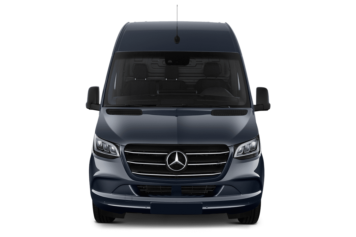 Frontansicht eines Mercedes Sprinter Kastenwagen, freigestellt