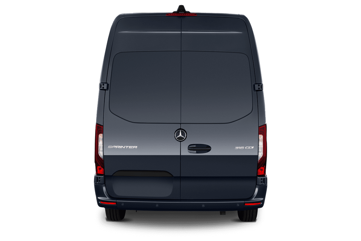 Heckansicht eines Mercedes Sprinter Kastenwagen