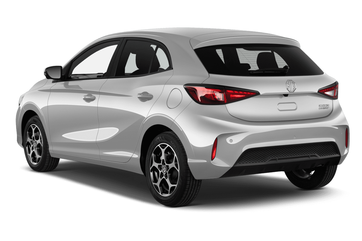 Schräge Heckansicht eines MG MG3, freigestellt