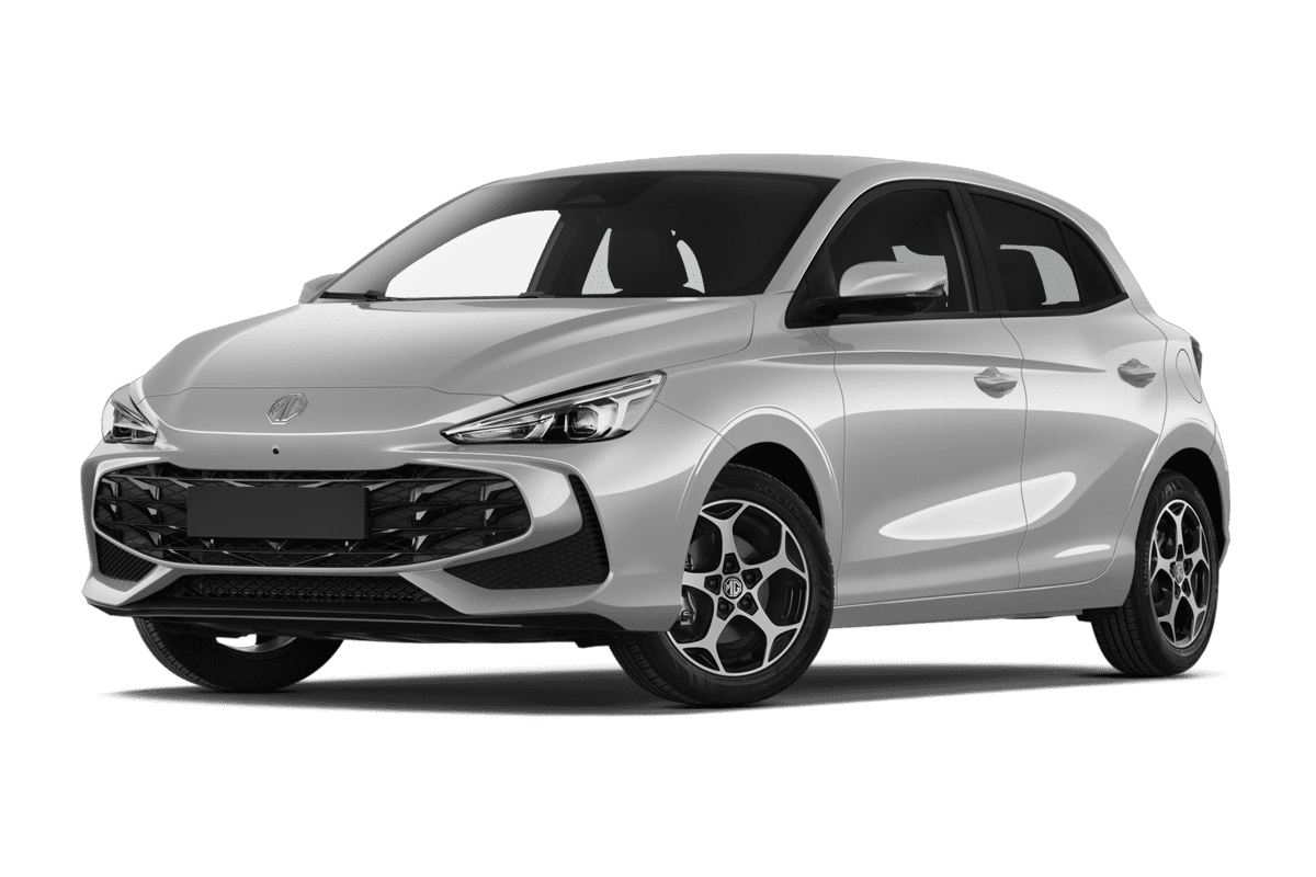 Tiefe, schräge Heckansicht eines MG MG3, freigestellt