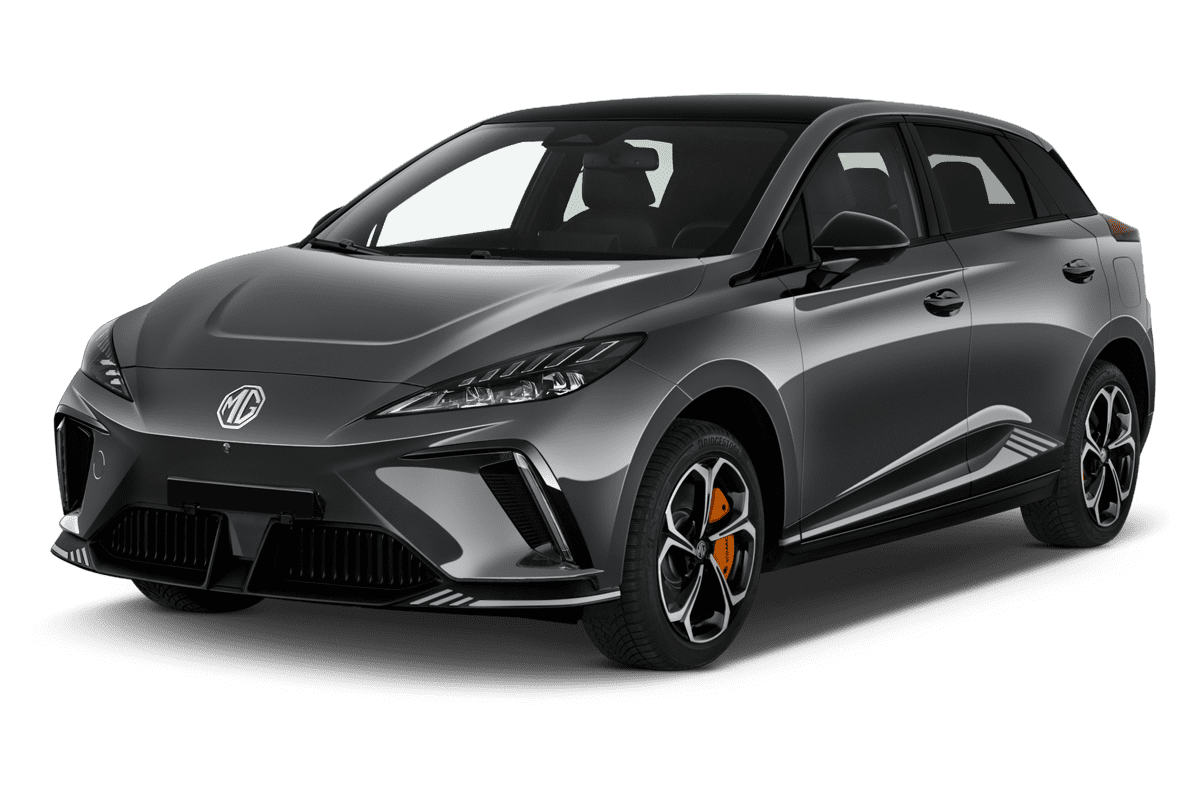 Schräge Frontansicht eines MG MG4, freigestellt