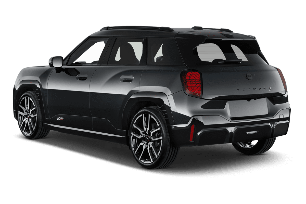 Schräge Heckansicht eines MINI Aceman , freigestellt