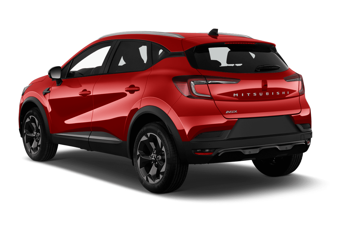 Schräge Heckansicht eines Mitsubishi ASX Hybrid, freigestellt