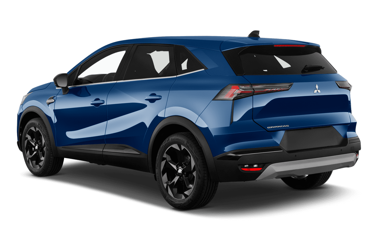 Schräge Heckansicht eines Mitsubishi Grandis, freigestellt (KI-generiert)