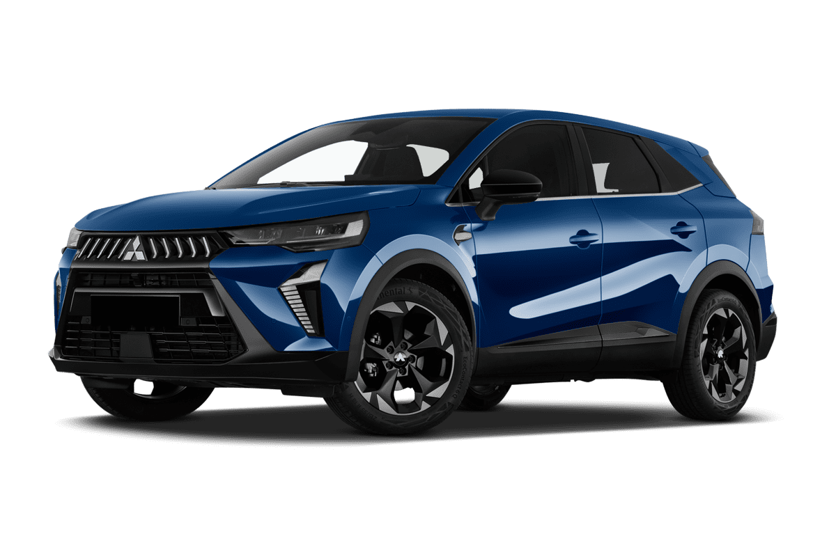 Tiefe, schräge Heckansicht eines Mitsubishi Grandis, freigestellt (KI-generiert)