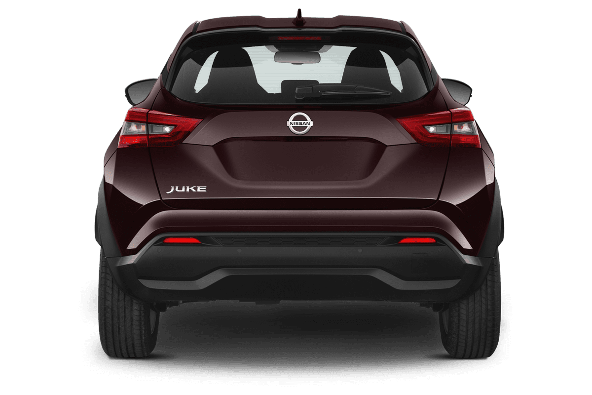 Heckansicht eines Nissan Juke Hybrid 