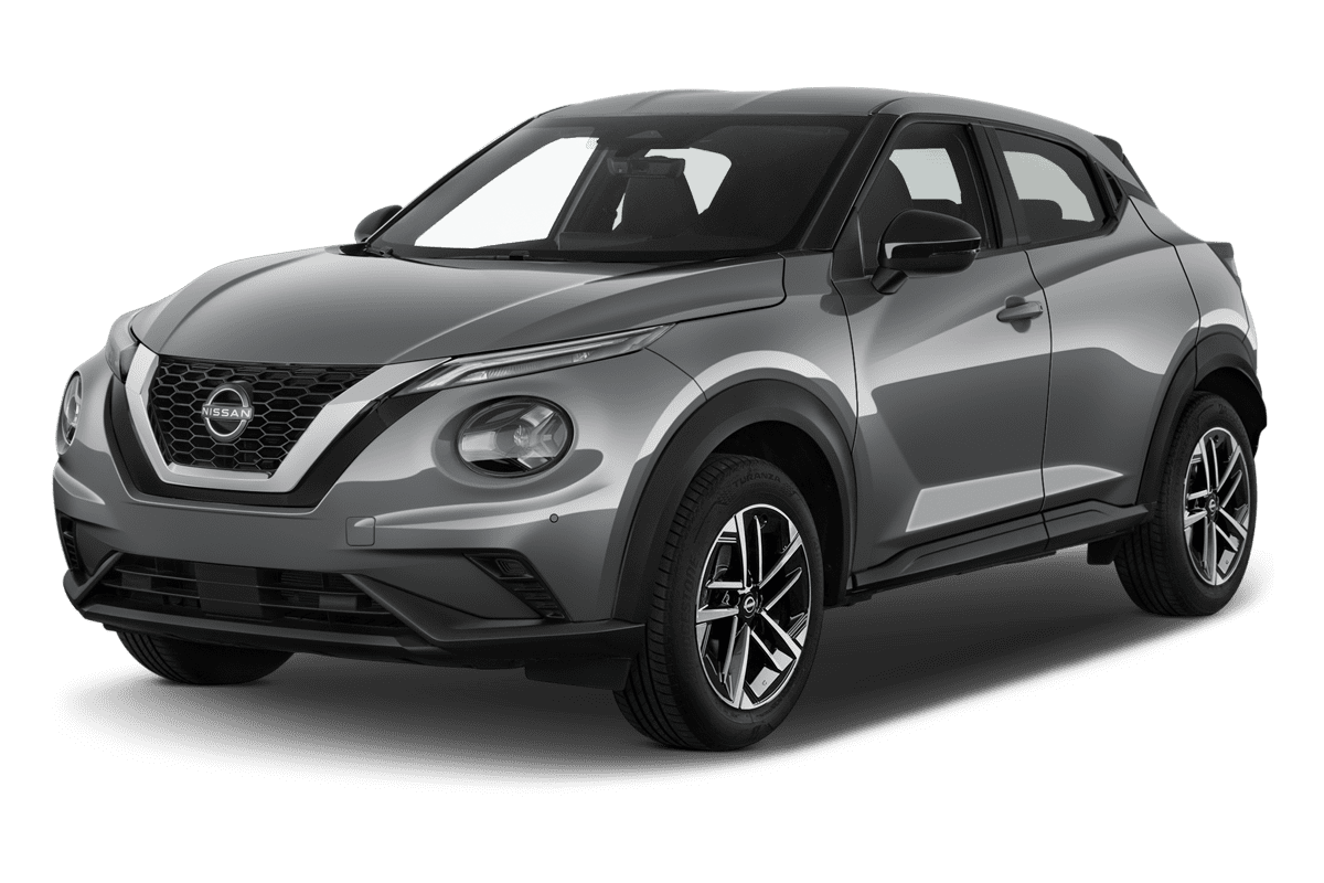 Schräge Frontansicht eines Nissan Juke (neues Modell), freigestellt