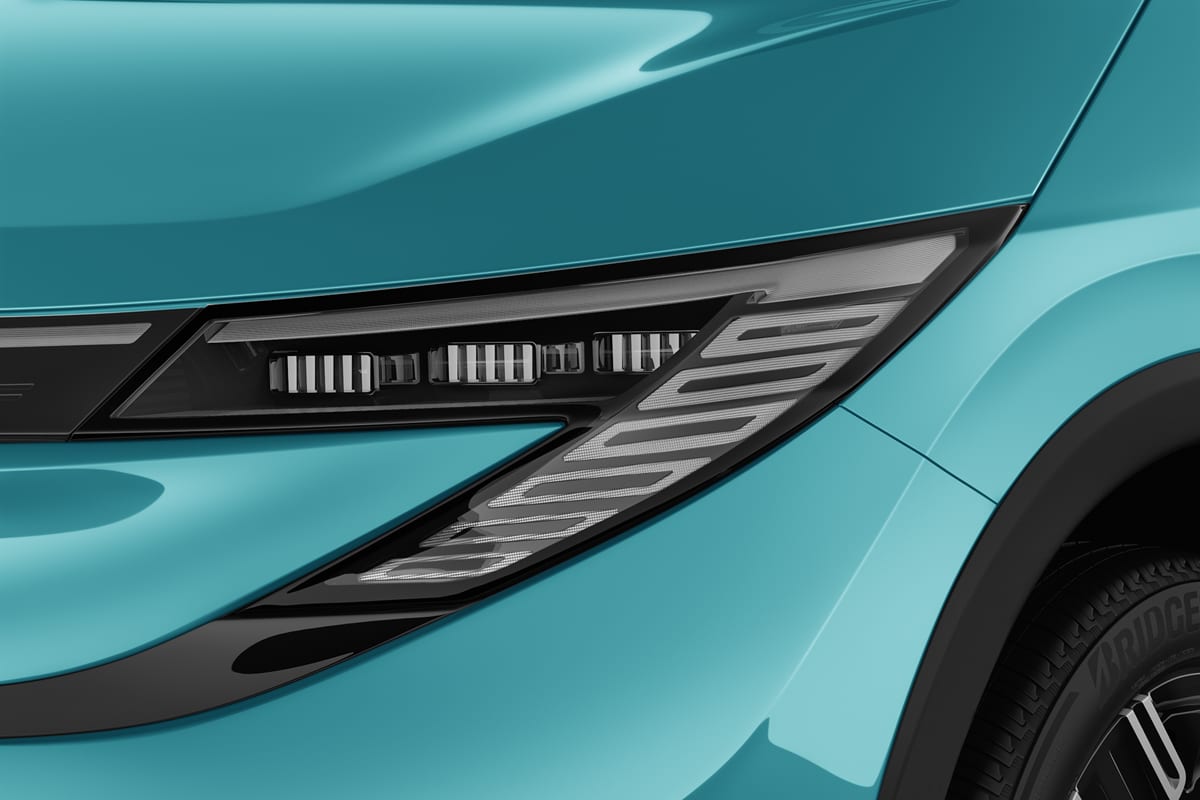 Frontscheinwerfer eines Nissan Leaf (KI-generiert)