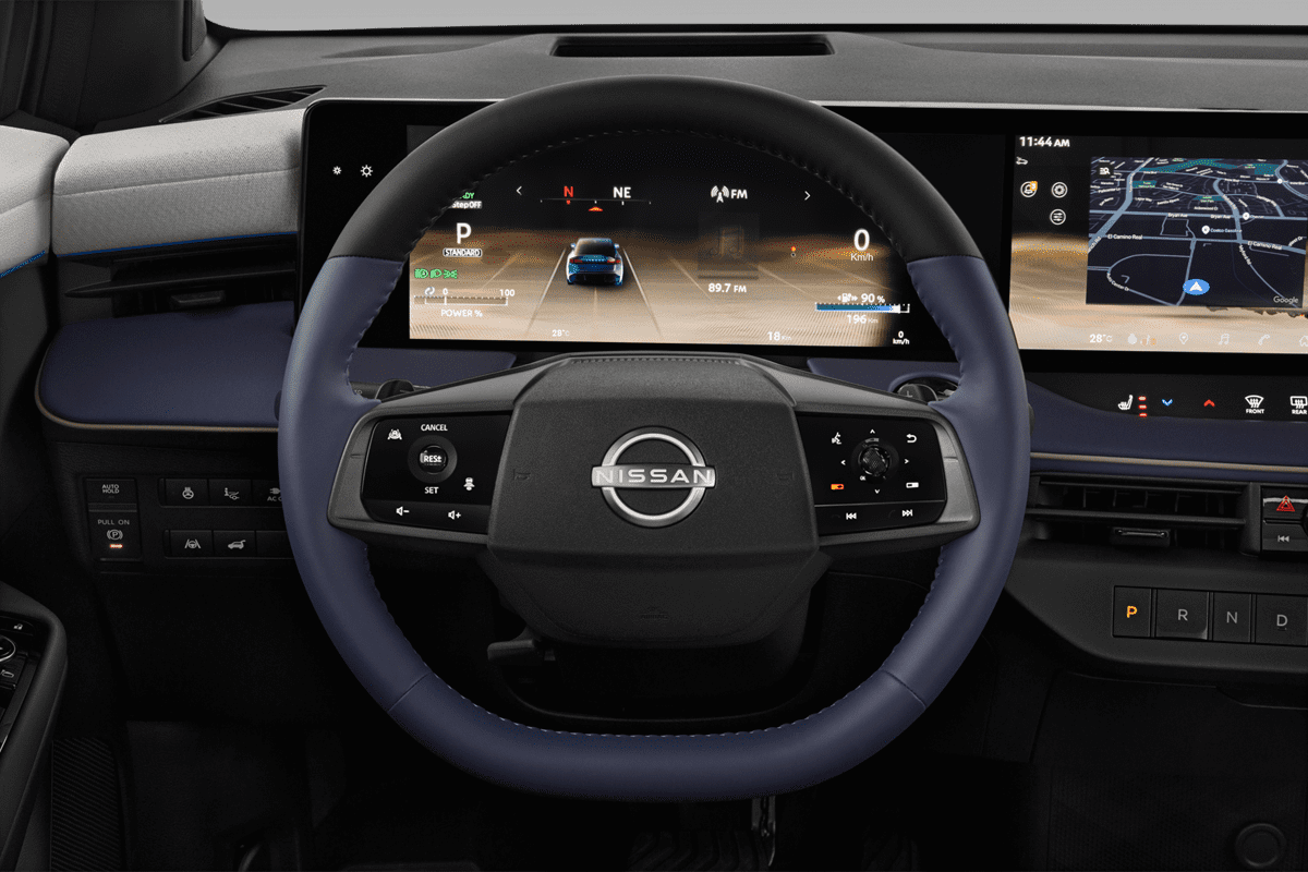 Lenkrad eines Nissan Leaf (KI-generiert)