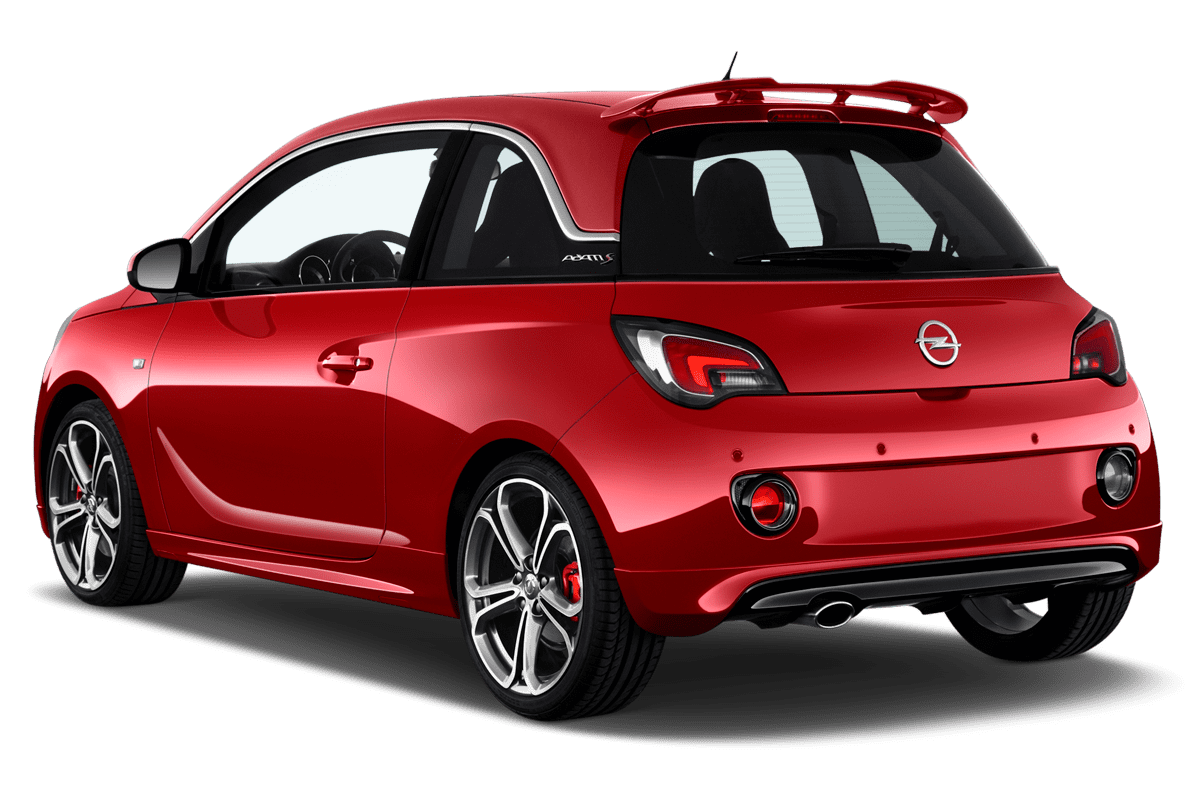 Schräge Heckansicht eines Opel Adam, freigestellt