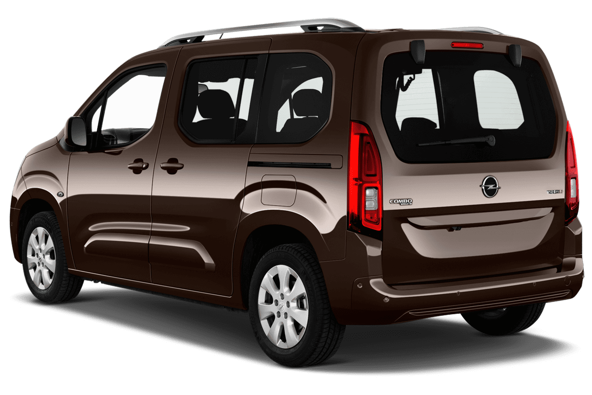Schräge Heckansicht eines Opel Combo XL, freigestellt