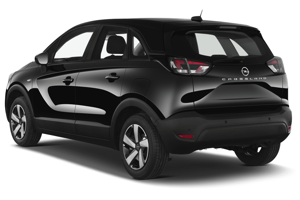 Schräge Heckansicht eines Opel Crossland, freigestellt