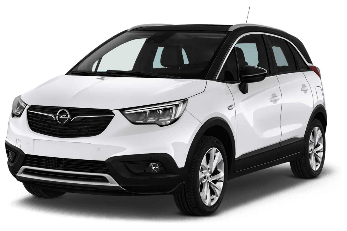 Schräge Frontansicht eines Opel Crossland X LPG, freigestellt
