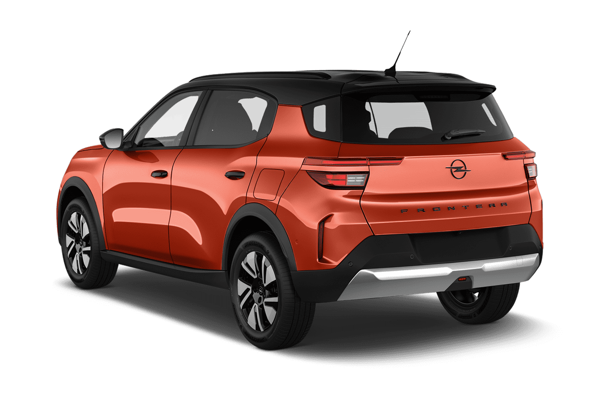 Schräge Heckansicht eines Opel Frontera Electric , freigestellt