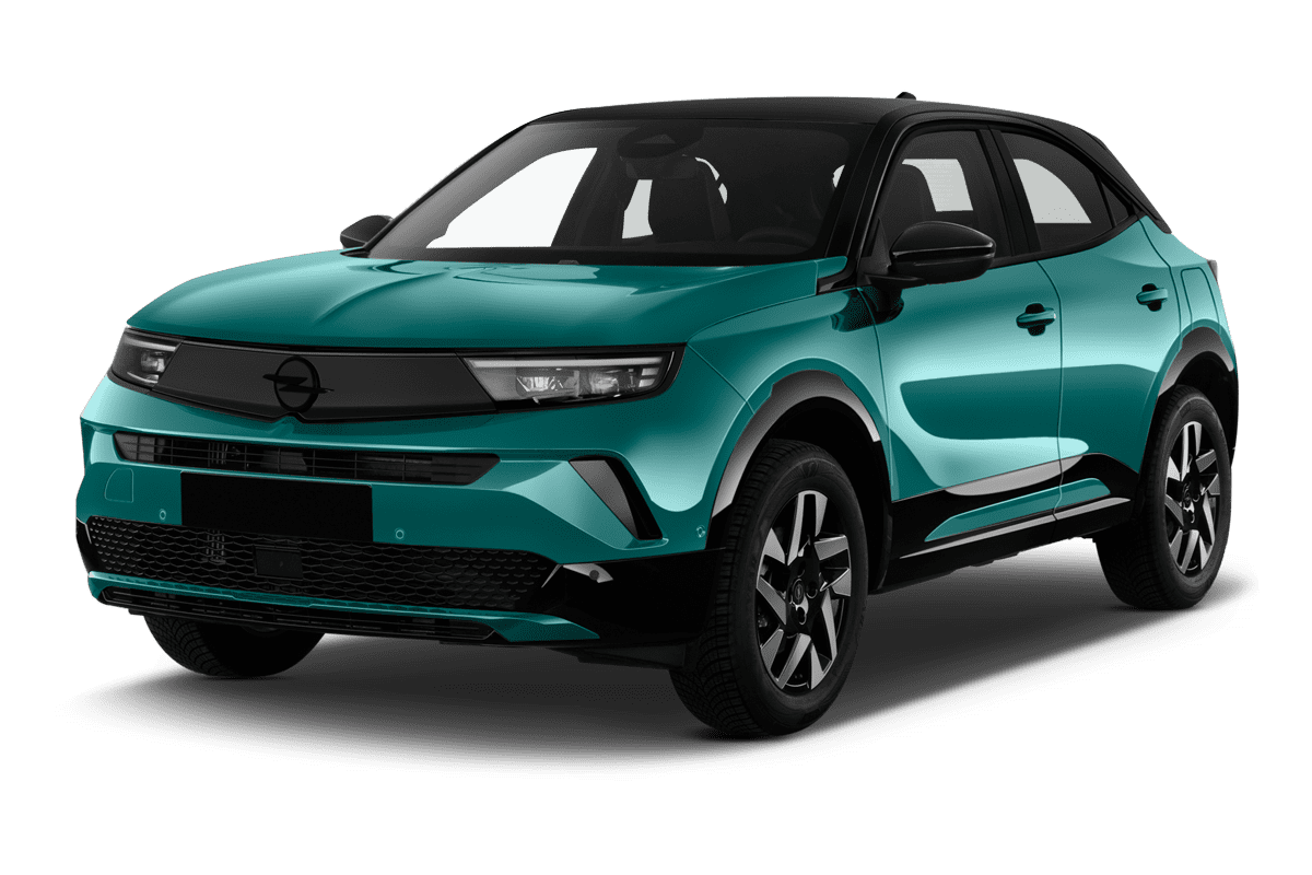 Schräge Frontansicht eines Opel Mokka, freigestellt