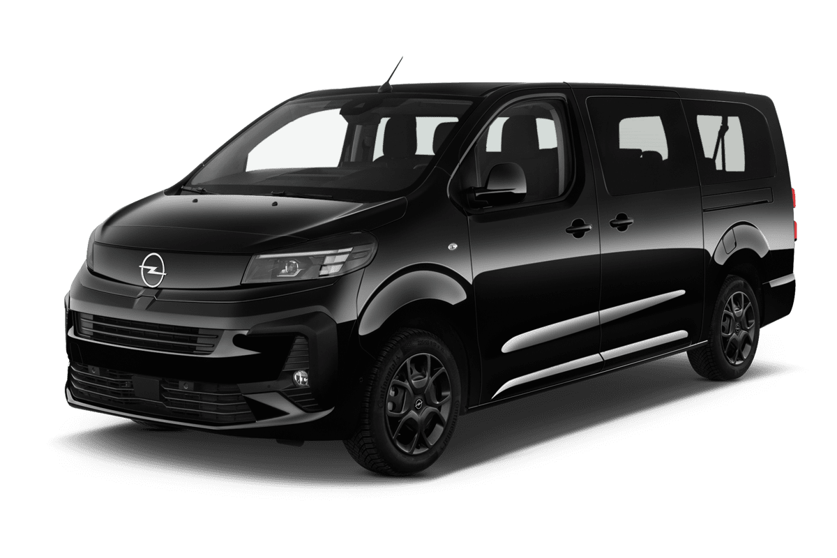 Schräge Frontansicht eines Opel Zafira Electric, freigestellt