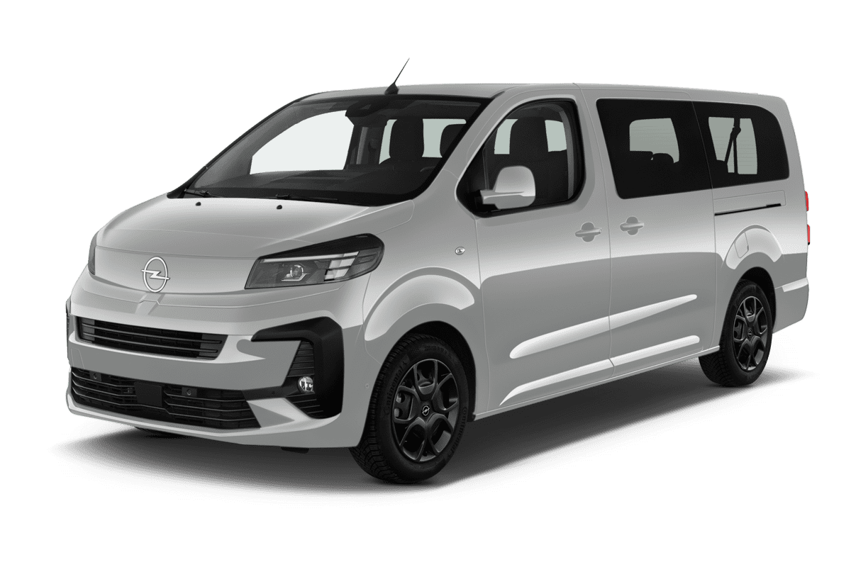 Schräge Frontansicht eines Opel Zafira Electric, freigestellt
