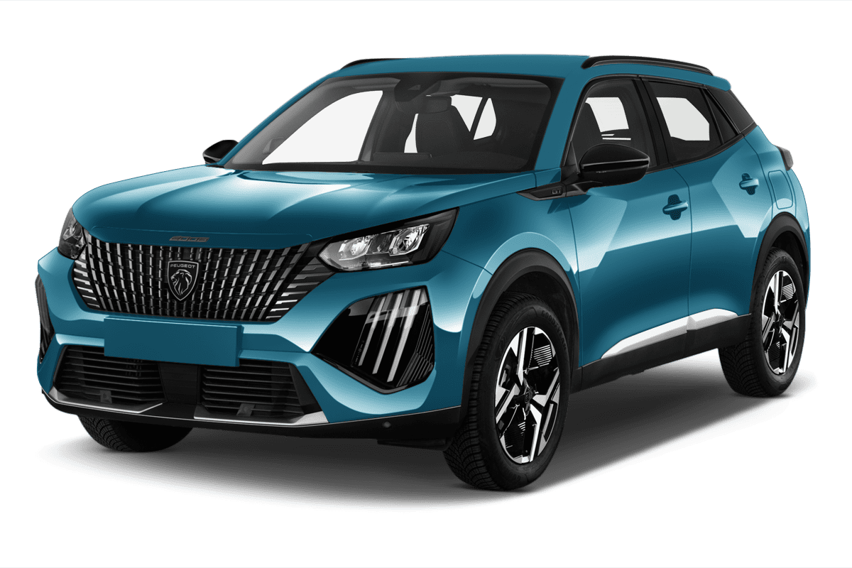 Schräge Frontansicht eines Peugeot 2008, freigestellt