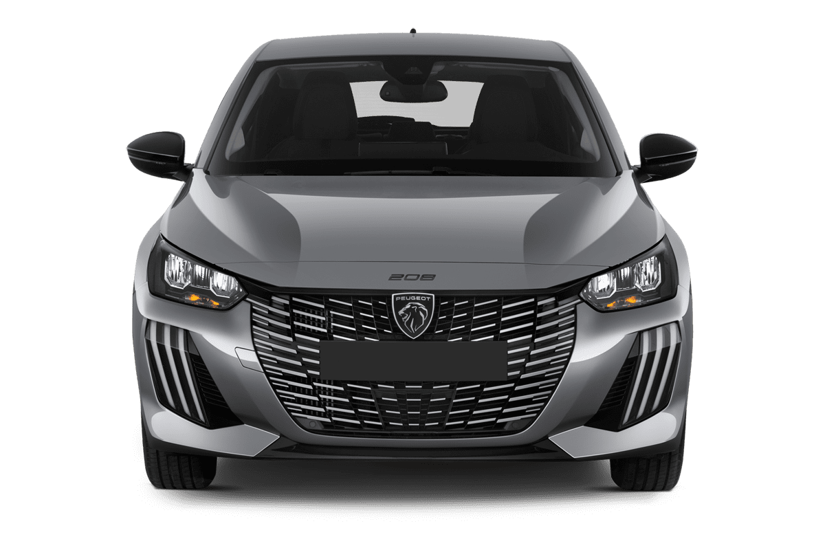 Frontansicht eines Peugeot 208 Hybrid, freigestellt