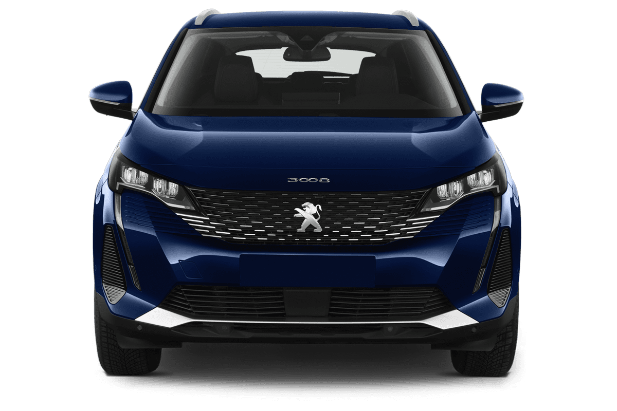 Frontansicht eines Peugeot 3008 Roadtrip Plug-In-Hybrid, freigestellt